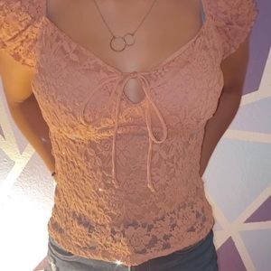 Light pink floral lace top